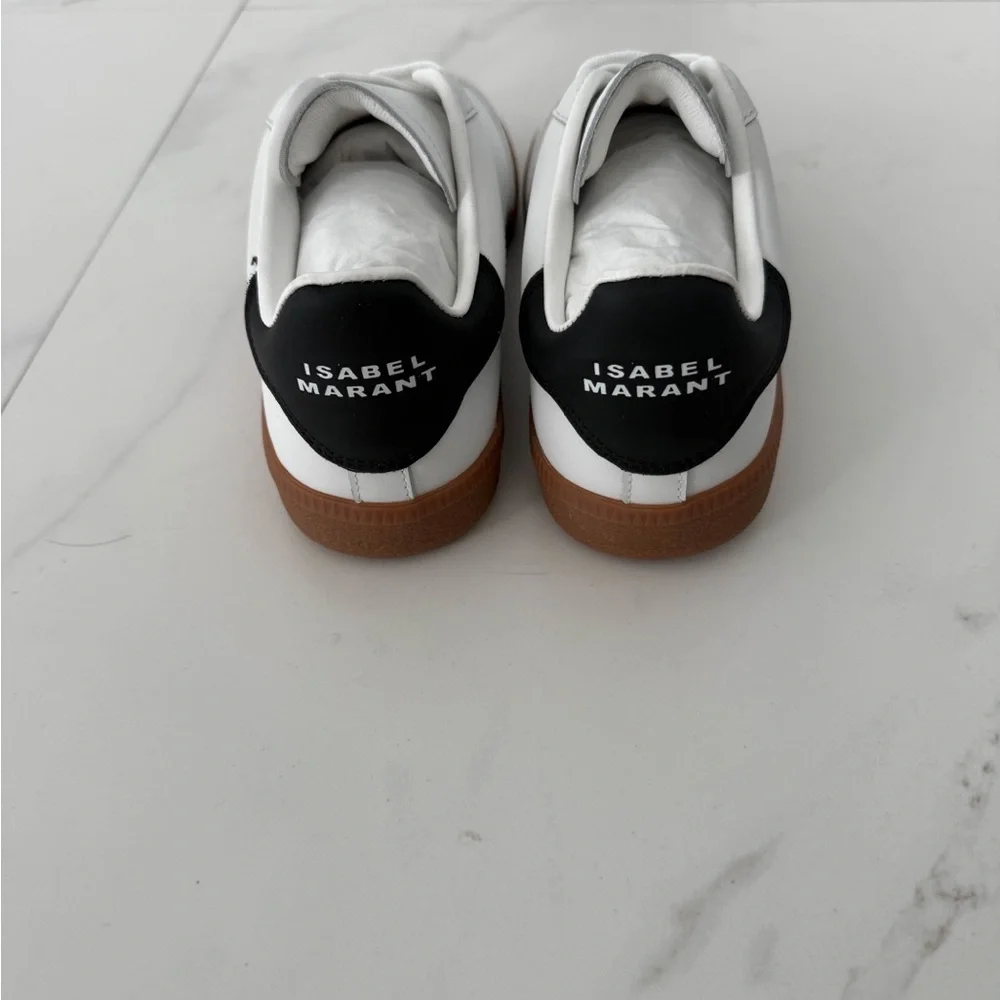 Isabel Marant White Black Brown Gum-sole Low-Top Sneakers - Picture 4 of 4